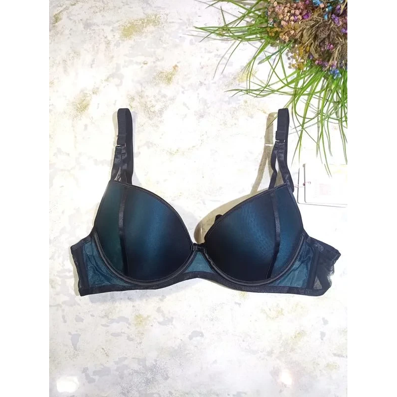 Бюстгалтер на кісточках без пушапу з сіточкою смарагд 