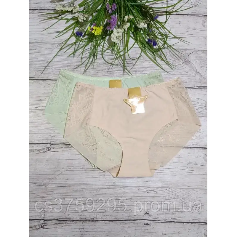 Трусики завищені безшовні з мікрофібри з мереживом