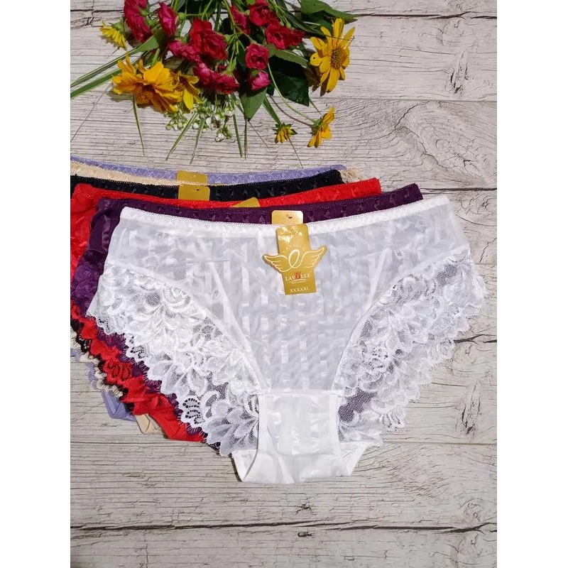 Трусики з мережива в шовковисті смужки 