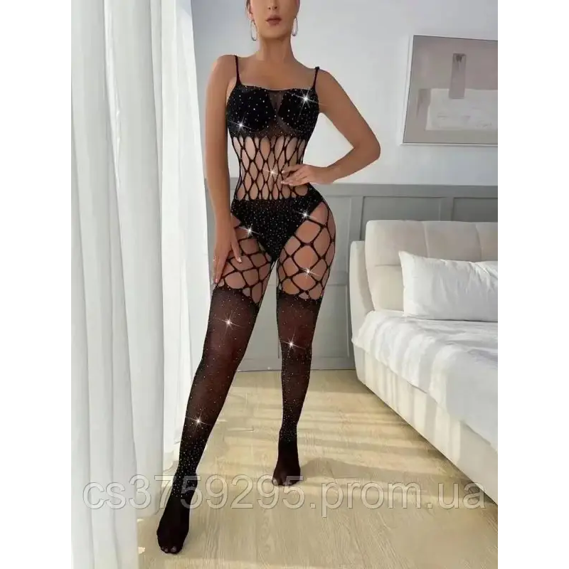 Боді з чулками в сітку з стразами Боді з чулками в сітку з стразами