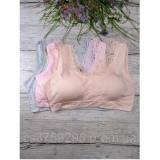 Топ на широких брителях з бавовни з мереживом з з“ємними чашками