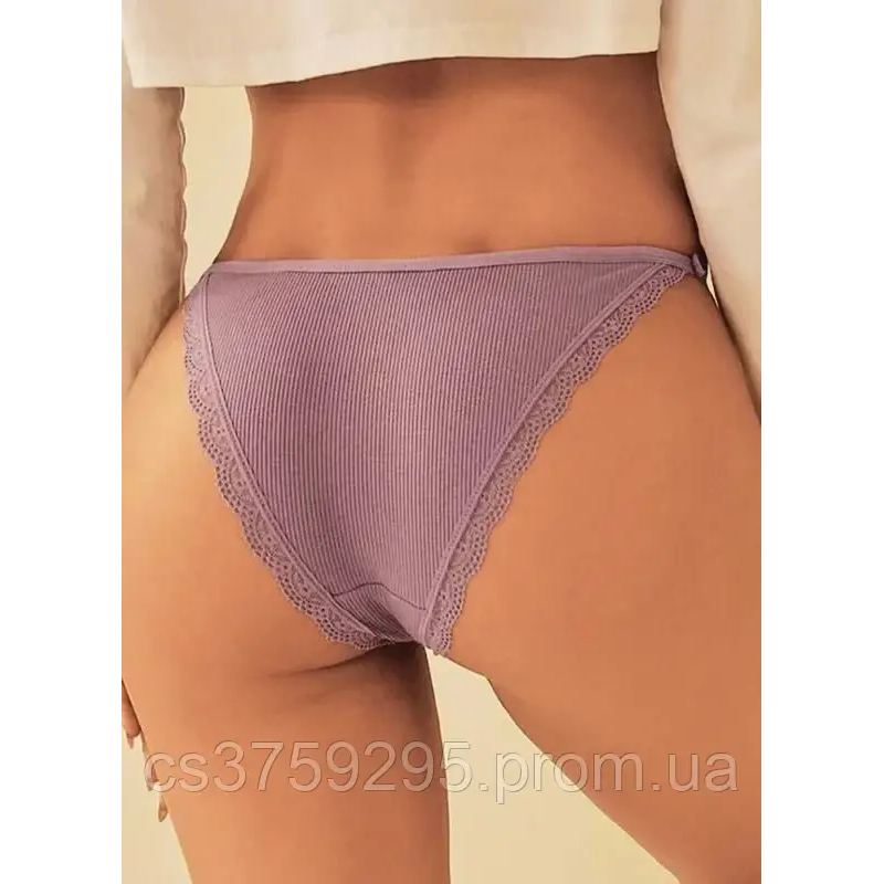 Трусики з бавовни з мереживом на тонкому поясі