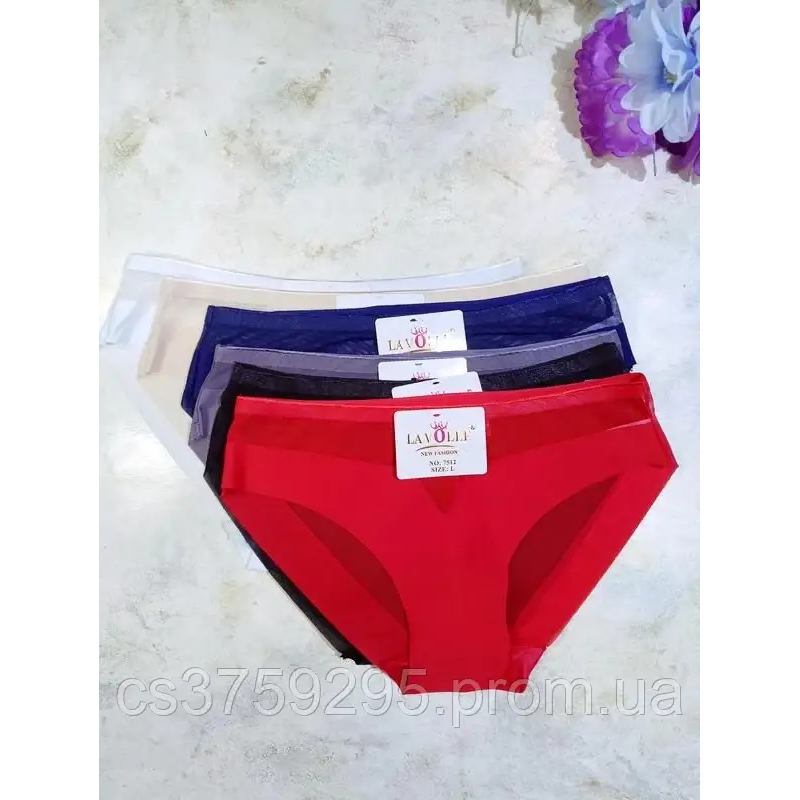 Трусики безшовні з вставками сіточки з мікрофібри