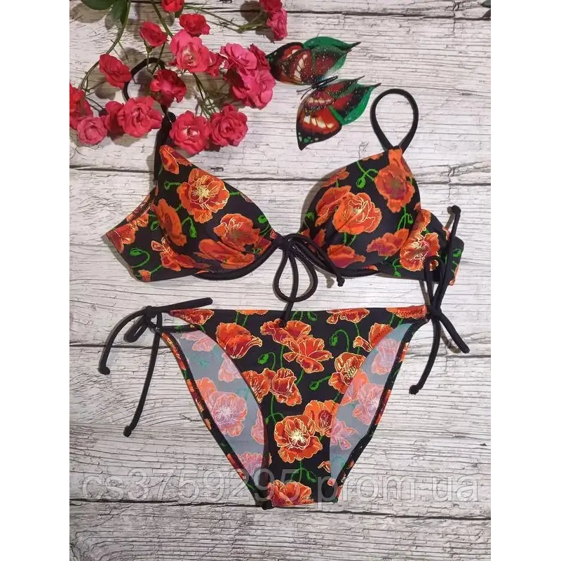 Купальник в маки формований на кісточці без пушапу Anabel Arto