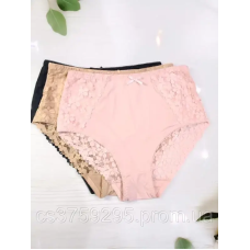 Трусики високі з мікрофібри з мереживом 