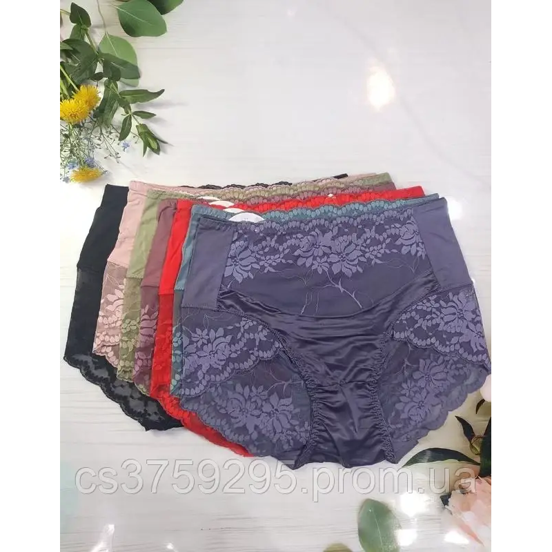 Трусики високі з мереживом 